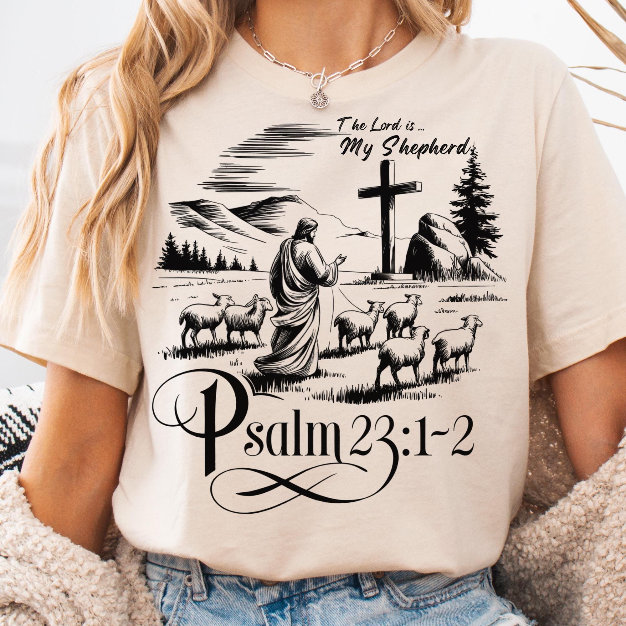 Psalm 23 PNG: The Lord Is My Shepherd, Christian Bible Verse (Digital Download)