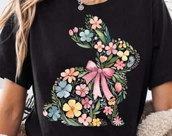 Floral Easter Bunny PNG: Coquette Spring Clipart (Digital Download)