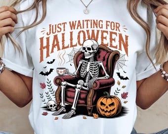 Funny Skeleton Pumpkin PNG: Retro Halloween Design (Digital Download)