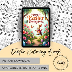 Easter Coloring Book Printable Spring Holiday Activity Pages Bunny Eggs Holiday Crafts Digital Download PDF Kids Educational Creative Art
