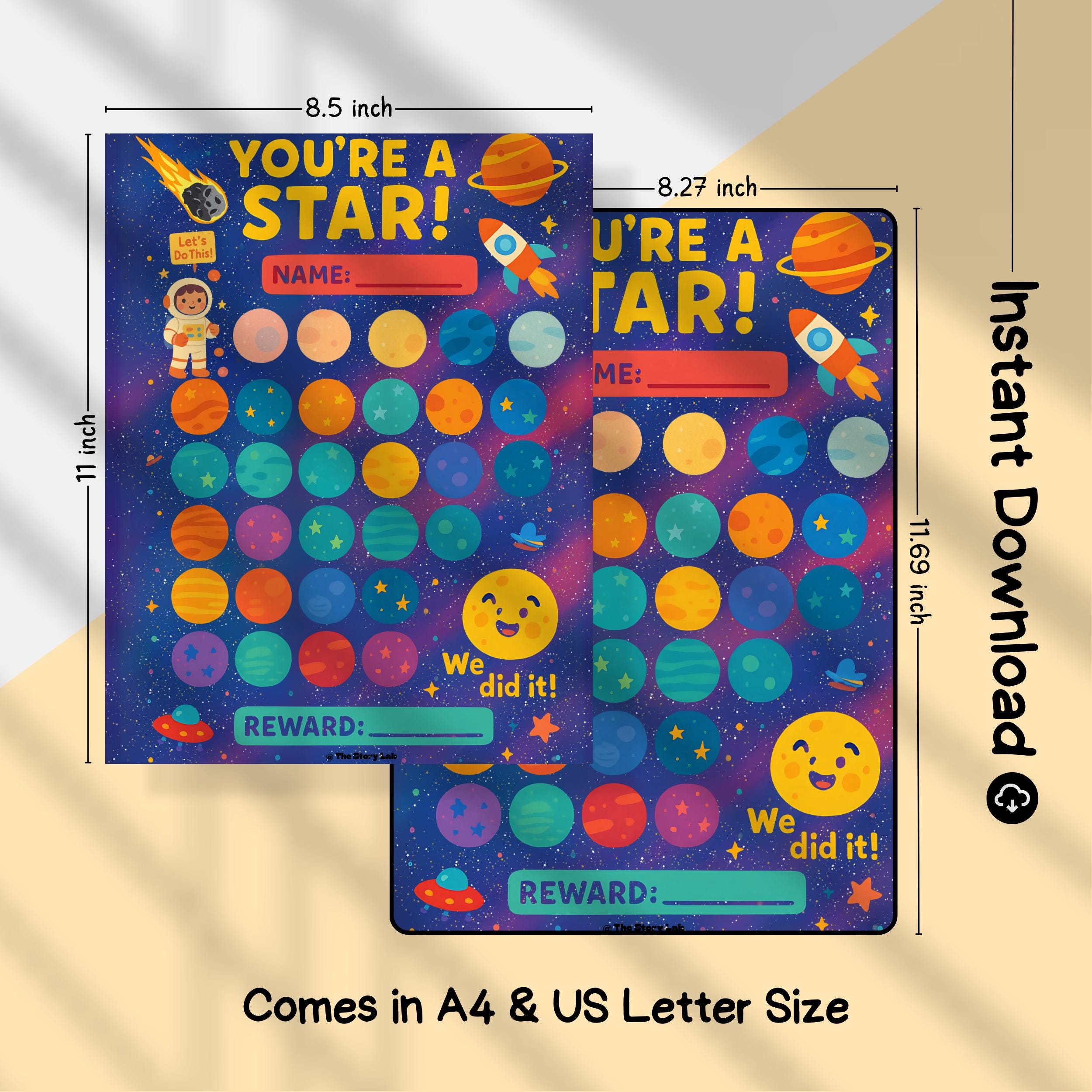 Space Reward Chart for Kids: Printable Chore & Behavior Tracker (PDF ...