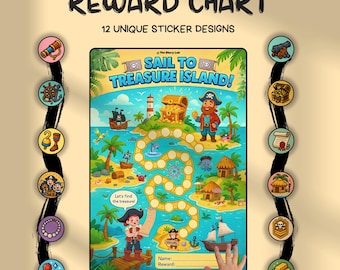 Reward Chart Pirates Theme for Kids Instant Download Printable Behavior Chart Chore Chart Sticker Chart Goal Tracker Potty Training Chart