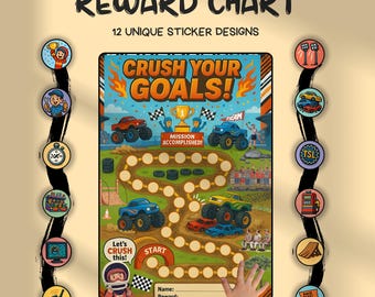 Monster Truck Reward Chart: Kids Chore Chart, Toddler Behavior (PDF Download)