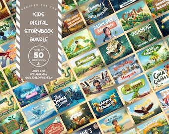 50 Early Learning Digital Storybooks V4 – Animated Video Stories & PDFs for Kids (Digital Download)