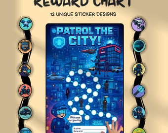Reward Chart Robocop Theme for Kids Instant Download Printable Behavior Chart Chore Chart Sticker Chart Goal Tracker Potty Training Chart