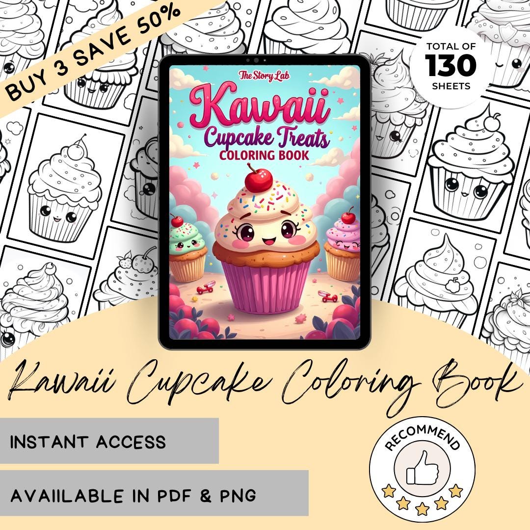 Kawaii Cupcake Coloring Book Printable Classroom Art Activity Pages ...