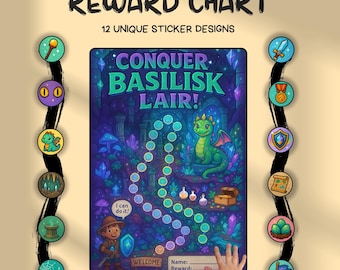 Basilisk Reward Chart Kids Behavior Goal Tracker Magical Fantasy Theme Printable Digital Download