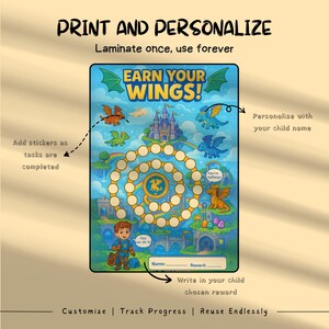 Dragon Reward Chart for Kids: Printable Chore & Potty Training (PDF/PNG ...