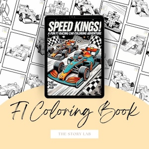 Coloring Book F1 Printable Art for Kids Fun Race Car Coloring Pages Digital Download Creative Homeschool Art Activity Gift Idea