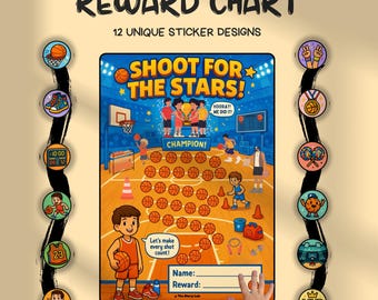 Basketball Reward Chart for Kids: Printable Chore & Potty Training Tracker (Digital Download)