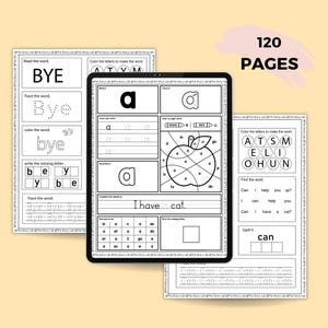 May include: Black and white printable worksheets for preschoolers. The worksheets feature the letter 'a' and the words 'bye' and 'can'.