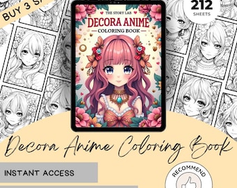 Printable Decora Anime Coloring Book PDF – 200+ Illustrations of Cute Japanese Art Gift for Anime Lovers