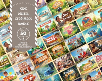Kids Digital Storybook Bundle V1 – 50 Animated MP4 Videos & Printable PDFs for Early Learning (Digital Download)