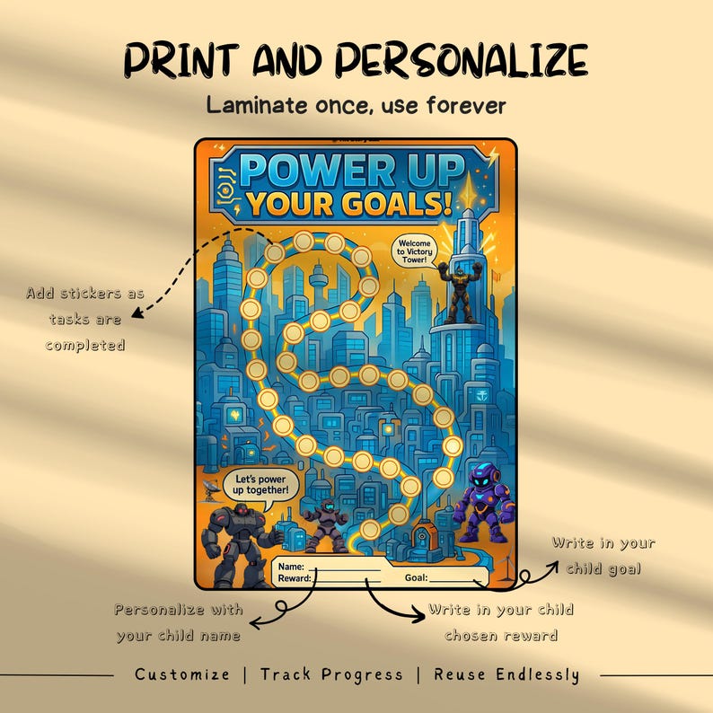 Robot Reward Chart for Kids: Printable Chore & Behavior Tracker ...