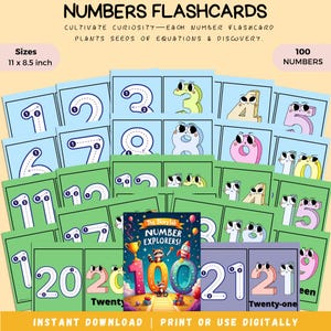 100 Pages Number Flashcards Printable Preschool Homeschool PDF Counting Number Recognition Early Math Skills Toddler Learning Resources