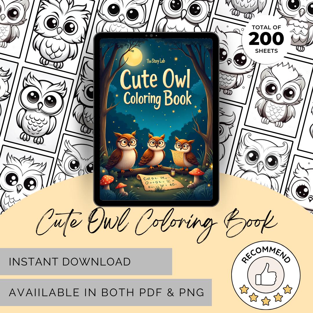 Cute Owl Coloring Book Printable PDF Coloring Pages Fantasy Art Coloring Sheets for Kids Toddlers Pr