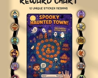 Halloween Reward Chart for Kids: Spooky Town Goal Tracker (Printable Digital Download)