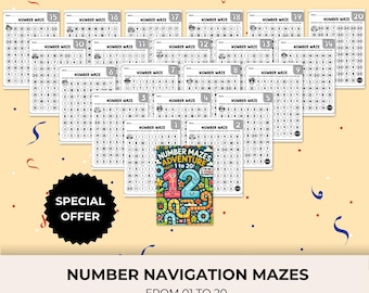 Number Mazes 1-20: Math Games for Pre-K (Digital Download)