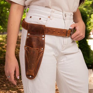 Leather Gardening Tool Belt: Artisan Garden Belt with Pouches