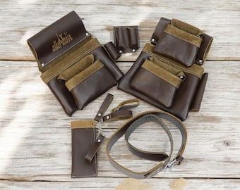 Cinturón de herramientas de cuero de grano completo, bolsa de trabajo resistente, regalo para marido carpintero
