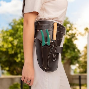 Leather Garden Tool Belt: FloraFit Adjustable Waist with Pockets