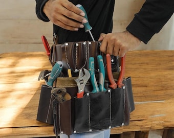 Spooky Halloween Leather Electrician Tool Belt with Multiple Pockets