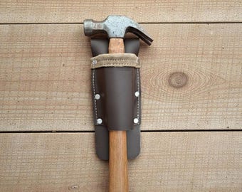 Leather Hammer Holder Holster for Tool Belts – Heavy Duty Work Gear