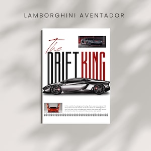 Póster imprimible de Lamborghini / Arte mural de superdeportivo / Impresión digital de 35,5 x 45,7 cm / PNG de alta resolución / Decoración para el hogar / Póster de coche