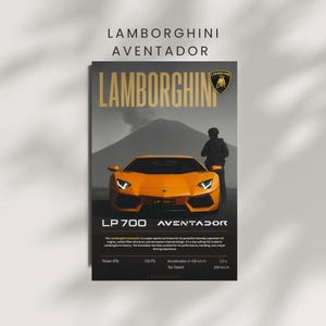 Lamborghini Aventador Digitales Poster | Supersportwagen Wand Kunst | Modernes Auto Ästhetisches Dekor | Druckbares Poster für Schlafzimmer, Büro und mehr