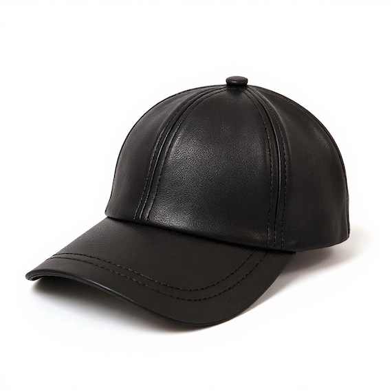 Extra Large Leather Baseball Cap, 60–63 cm, 63–66 cm, Black – Oversized Genuine Leather Hat for Big Heads, Sheep Leather Cap