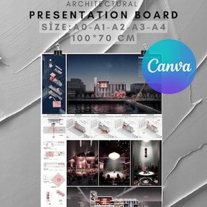 Architektonische Präsentationstafel-Vorlage | Bearbeitbar in Canva |Perfekt für Studenten | Bearbeitbare Vorlage für Architekten