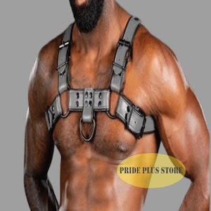 Men&#39;s Leather Chest Harness | Adjustable Clubwear Body Belt | Fetish Festival Gear