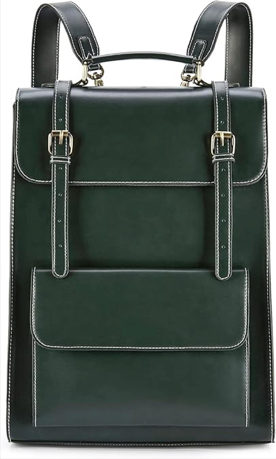 Vintage Style Leather Laptop Backpack – Buckle Strap  display picture 3