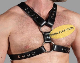 Imbracatura pettorale da uomo in pelle stile X, con cinturino regolabile per festival e club.