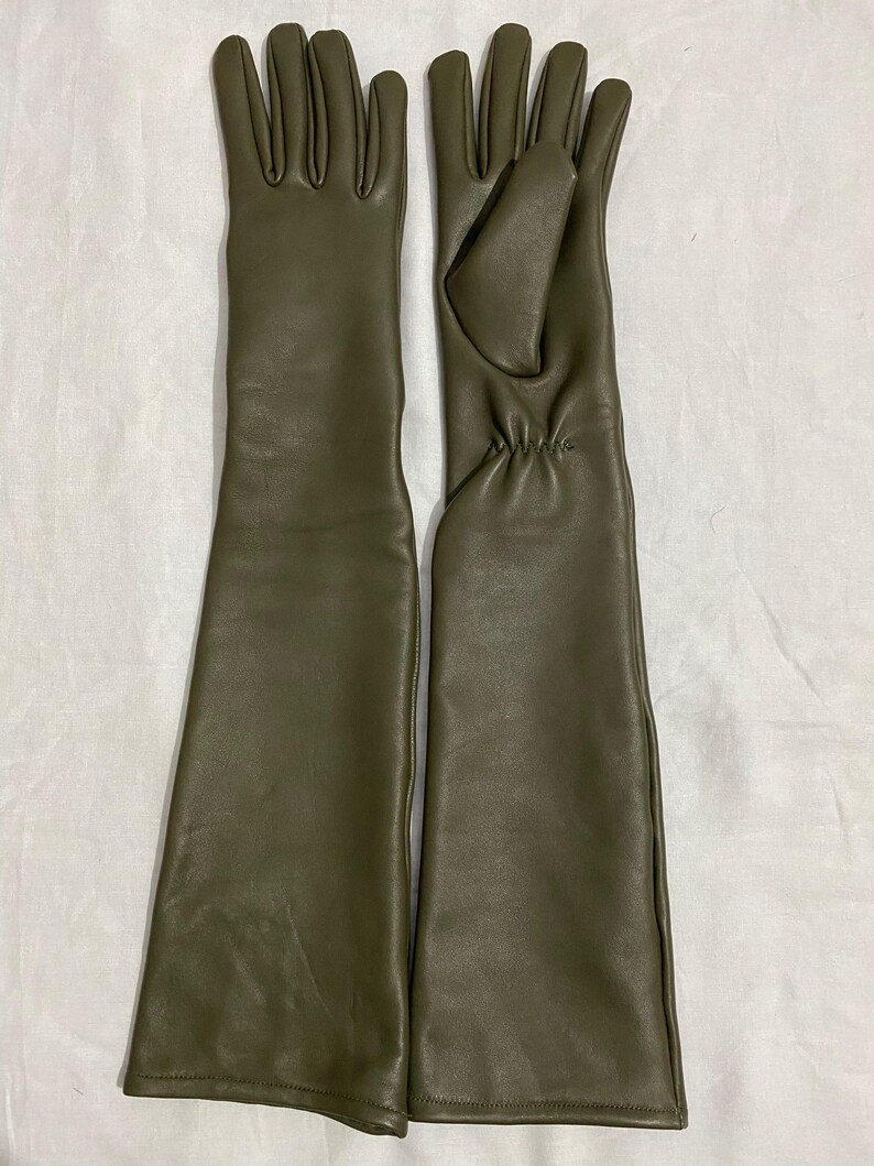 Genuine Leather Long Gloves for Women – Opera Length Dress Gloves | Elegant Winter & Evening Wear image 3