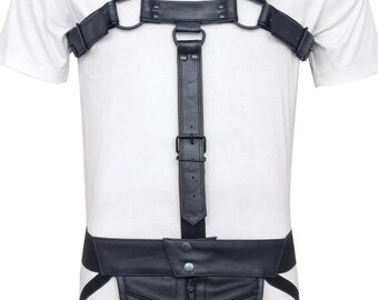 Leder Harness mit Jockstrap, verstellbar, Festival Rave Outfit, Clubwear Männer, Bold Fashion Set