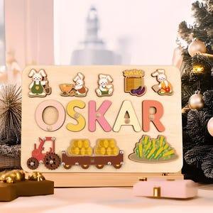 Personalized Wooden Name Puzzle: Montessori Busy Board, 1st Birthday Gift