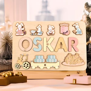 Personalized Wooden Name Puzzle: Montessori Busy Board, 1st Birthday Gift
