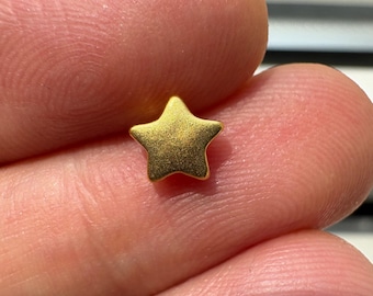 Tiny 24k Solid Gold Star Pendant Diamond Cut Cable Chain Necklace