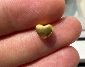 Litet 24k massivt guld med hjärtformad kärlekshänge och diamantslipad kabelkedja