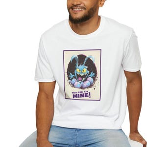 T-shirt z Króliczkiem Wielkanocnym, T-shirt z Miękkim Stylu Unisex, Zabawna Koszulka Wielkanocna, Koszulka Wielkanocna z Króliczkiem, Straszny Top z Króliczkiem Wielkanocnym, Ubrania Wielkanocne Unisex