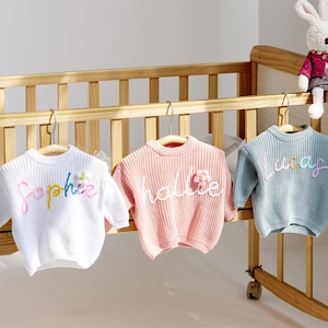 Custom Name Baby Sweaters, Personalized Hand Embroidered Name Baby Sweaters,Unique Baby Sweater, Baby Name Jumper, Baby Shower Gift