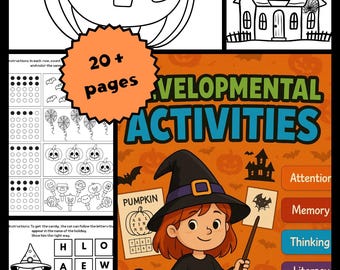 Halloween-Aktivitätenbuch für Kinder – Lernspaß zum Ausdrucken | Arbeitsblätter für Vorschule und Kindergarten