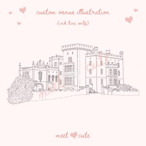 Wedding venue line drawing, custom drawing, bespoke venue illustration, wedding gift, personalised drawing, wedding invitation drawing