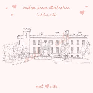 Wedding venue line drawing, custom drawing, bespoke venue illustration, wedding gift, personalised drawing, wedding invitation drawing