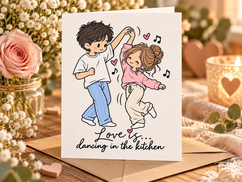 Romantic Pattern For Card Romantic Couple Clipart SVG PNG PDF, Dancing in the Kitchen Quote ...