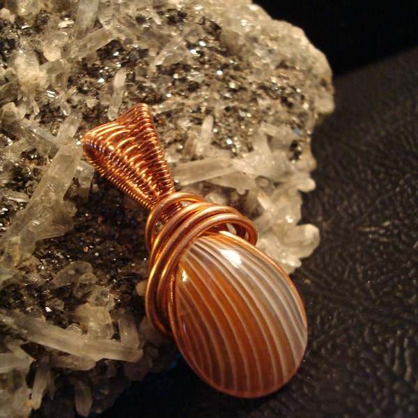 Lake Superior Agate Copper wire Wrapped Pendant