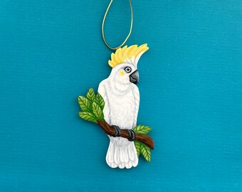 Cockatoo Ornament - Sulphur Crested Cockatoo Decoration - White Bird Ornament - Pretty Bird Christmas Decoration