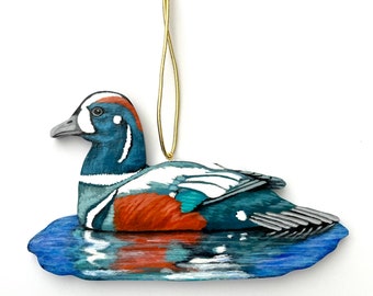 Harlequin Duck Ornament - Beautiful Duck Art - Handmade Duck Decoration - Unique Colorful Duck Christmas Ornament - Duck Hunter Gift