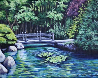 Japanese Garden Landscape Print 11x14 - Japanese Gardens Bridge California Giclee